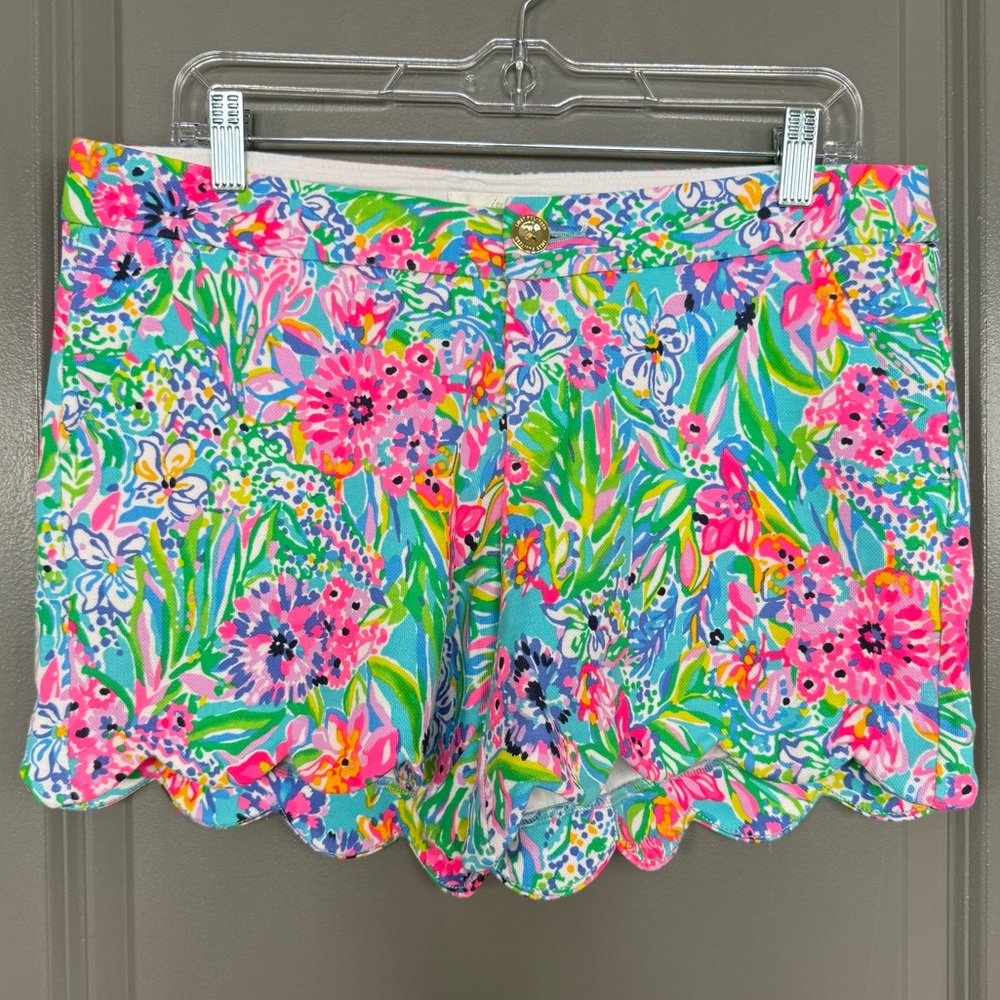 NWT Lilly Pulitzer Amalfi Blue Alligator Isle 5” Buttercup Knit Shorts Size 8